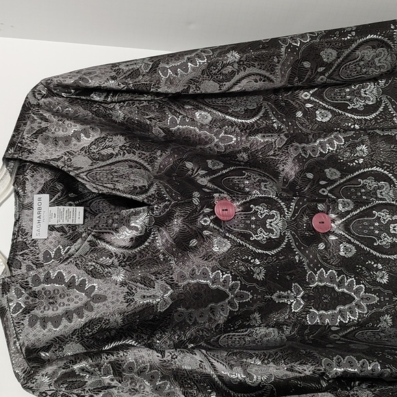 New Holiday Jacket Top Metallic Black and Silver Gray sz 16 Petite - Picture 4 of 7